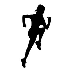 Silhouette of a sporty woman in running pose. Silhouette of a female run pose.