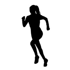 Silhouette of a sporty woman in running pose. Silhouette of a female run pose.