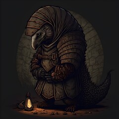 pangolin in the style of darkest dungeon  - obrazy, fototapety, plakaty