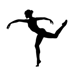Silhouette of a female ballet dancer in action pose. Silhouette of a ballerina girl dancing pose.