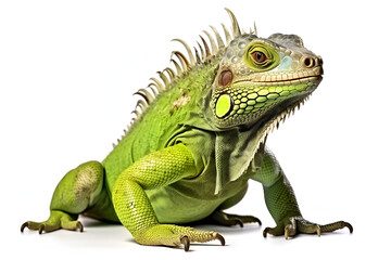 Fototapeta premium Vibrant Green Iguana Stance