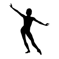 Fototapeta na wymiar Silhouette of a female ballet dancer in action pose. Silhouette of a ballerina girl dancing pose.