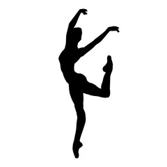 Fototapeta na wymiar Silhouette of a female ballet dancer in action pose. Silhouette of a ballerina girl dancing pose.
