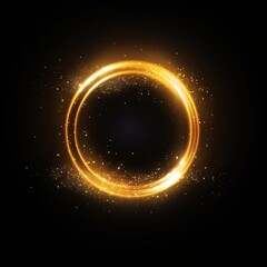 Yellow Golden circle light Particles Effects, Black background