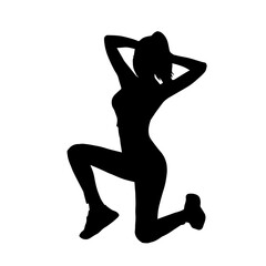 Silhouette of a woman in casual costume jumping or dancing pose.