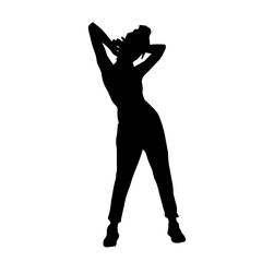 Silhouette of a female model slim or slender body curves.