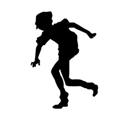 Silhouette of a teenager in dance motion. Silhouette of a dancer in action pose.