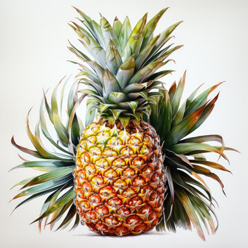 watercolor Pineapple clipart, Generative Ai