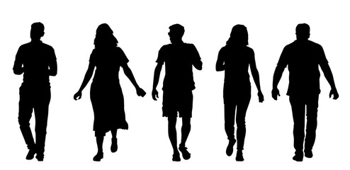 Silhouette collection of fashionable male and female standing and walking. Silhouette of group of people. People crowd silhouette.