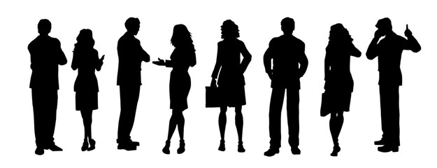 Silhouette of office worker or business people stand in line. 