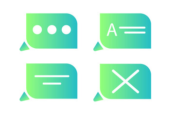 set of icons of paper message green gradient