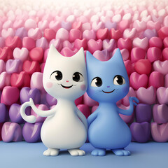 Obraz premium two cats with heart