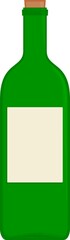 Cartoon bottle of wine with blank label. 