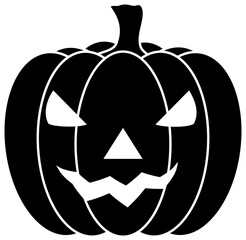 Halloween pumpkin icon silhouette. Squash illustration isolated on transparent background.