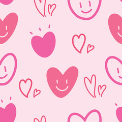 Heart doodle hand drawn seamless pattern background for wallpaper, wrapping, valentine