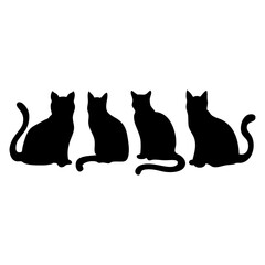 Set gatos negros. Colección siluetas de gatos sentados