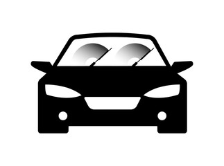 Car with wipers on. Silhouette, black, car with wipers on, turn on wipers sign. Vector icon - obrazy, fototapety, plakaty