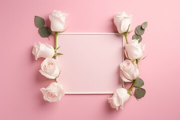 pink background top view copy space Valentine s Day Mother s Day