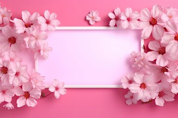 Fototapeta na wymiar decorated sakura on pink background