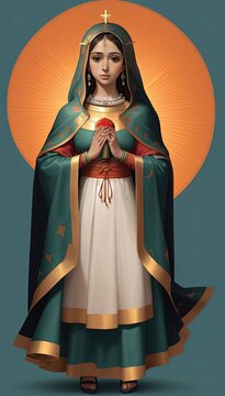 Smartphone wallpaper of Our Lady of Guadalupe fiesta de la virgen de guadalupe flat design background catholic flat design background