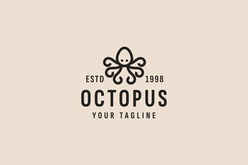 vintage style octopus logo vector icon illustration