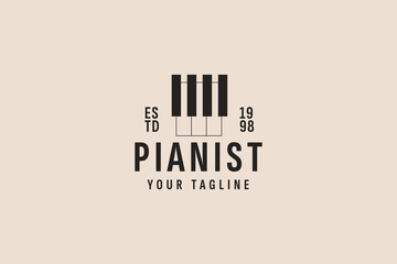 vintage style piano logo vector icon illustration © Dyn Studio