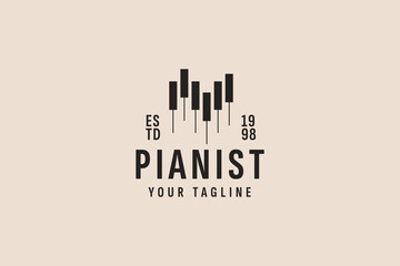 vintage style piano logo vector icon illustration © Dyn Studio