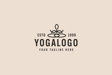 vintage style yoga logo vector icon illustration