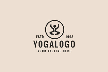 vintage style yoga logo vector icon illustration