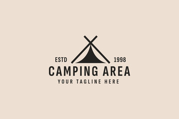 vintage style camping logo vector icon illustration