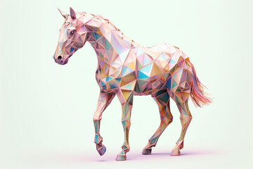 A pastel-colored geometric-style Horse artwork with intricate geometric shapes and soft pastel hues, showcasing the beauty of nature in a modern design. 