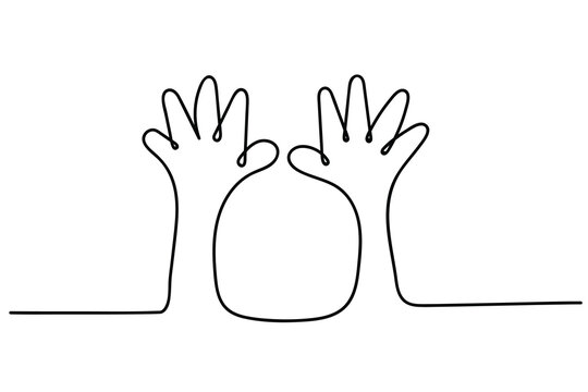 line art vector of hands gesturing love and care. Hand drawn vector art.