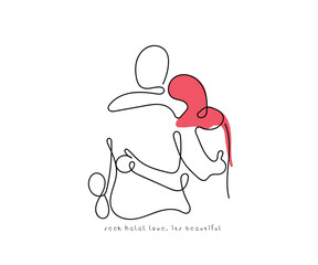 line art vector of an asian girl in hijab. Muslim girl vector. hijab day art . happy hijab day to al hijabi