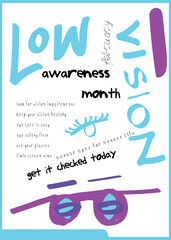 low vision awareness month. Take care of your eyes poster art.
