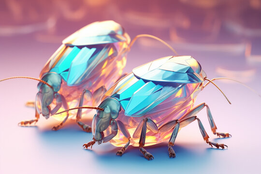 A pastel-colored geometric-style Cockroaches artwork with intricate geometric shapes and soft pastel hues, showcasing the beauty of nature in a modern design