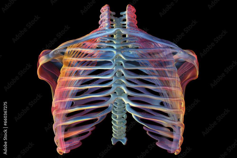 Leinwandbilder an anatomical model of the human ribcage in a geometric design is depicted, featuring angular shapes