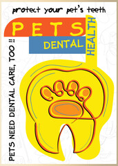 Line art of pets dental health. Pets poster. They need dental care too.