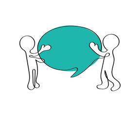 Line art vector of men sharing ideas. Concept vector art.