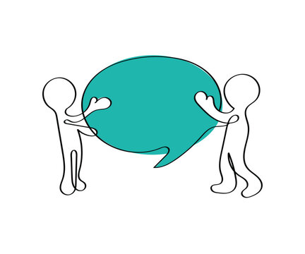Line art vector of men sharing ideas. Concept vector art.