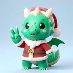 Cute green dragon Santa Clause peacemaker, Generated AI