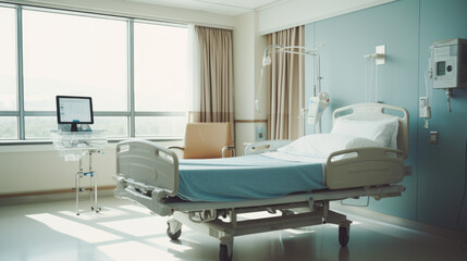 Hospital room with beds and comfortable medical equipped in a modern hospital.