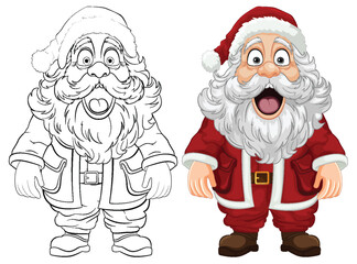 Santa Claus with Surprise Expression: Cartoon Character Standing