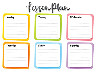 Colorful Weekly Lesson Plan Template