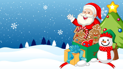 Happy Santa Claus with Lots of Gifts