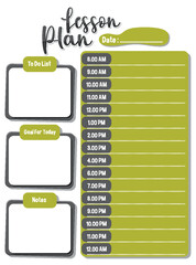 Green Note Daily Lesson Planner Template