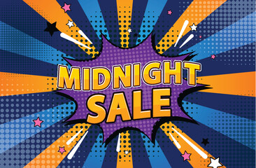Midnight Sale: Retro Comic Style Background Illustration