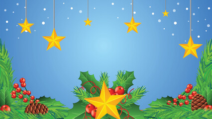 Fototapeta na wymiar Festive Christmas Tree Decoration with Ornaments and Stars