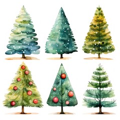 Christmas tree se tin watercolor style