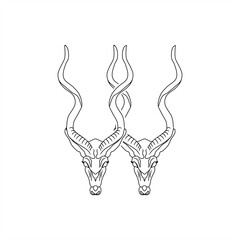 line art illustration of two deer heads for seamless pattern