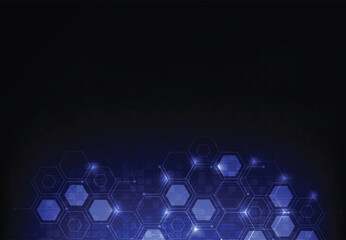 Abstract science template. Technology lines and dots connection background. Wallpaper or banner with a DNA molecules. Vector illustration